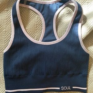 SoulCycle Blue and Pink Ribbed Bra - Size M